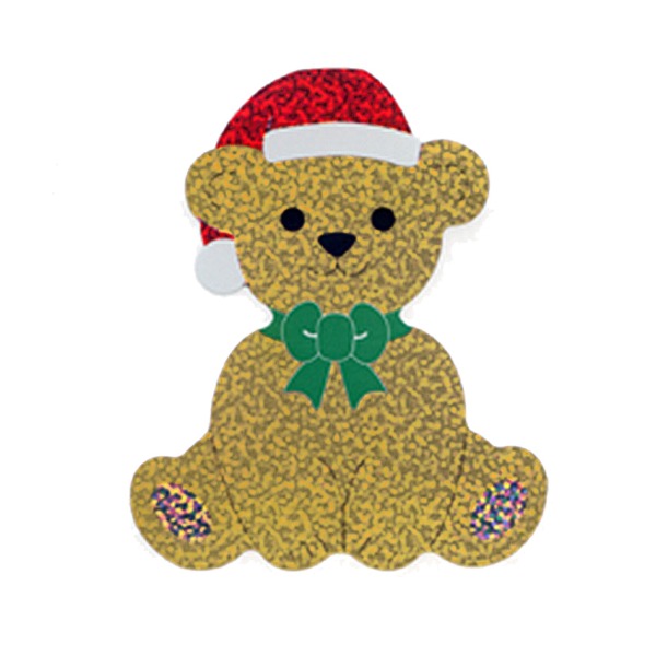 스티커펀 크리스마스 라지 홀로그램 스티커 : 곰돌이 산타샐러드마켓