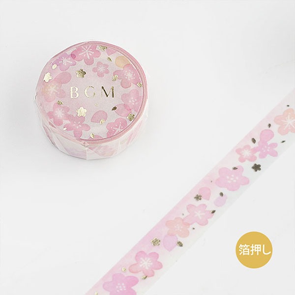 BGM 금박 마스킹테이프 15mm : 수채화 벚꽃샐러드마켓