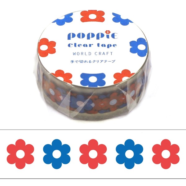월드크래프트 POPPiE 클리어 투명 데코 테이프 15mm : 플라워 패턴샐러드마켓
