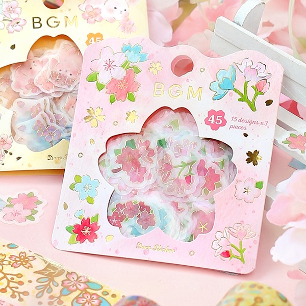 BGM 벚꽃 금박 마스킹 조각 스티커 : 컬러풀샐러드마켓